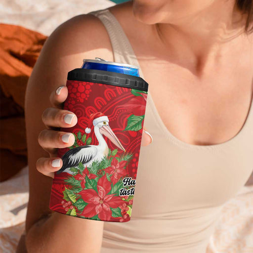Australian Pelican 4 in 1 Can Cooler Tumbler Aboriginal Inspired Christmas - Aussie Hoodie