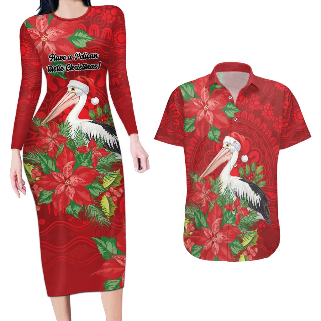 Australian Pelican Couples Matching Long Sleeve Bodycon Dress and Hawaiian Shirt Aboriginal Inspired Christmas - Aussie Hoodie