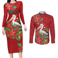 Australian Pelican Couples Matching Long Sleeve Bodycon Dress and Long Sleeve Button Shirt Aboriginal Inspired Christmas - Aussie Hoodie