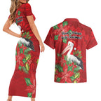 Australian Pelican Couples Matching Short Sleeve Bodycon Dress and Hawaiian Shirt Aboriginal Inspired Christmas - Aussie Hoodie