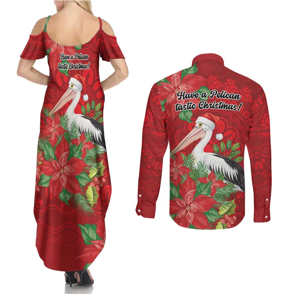 Australian Pelican Couples Matching Summer Maxi Dress and Long Sleeve Button Shirt Aboriginal Inspired Christmas - Aussie Hoodie
