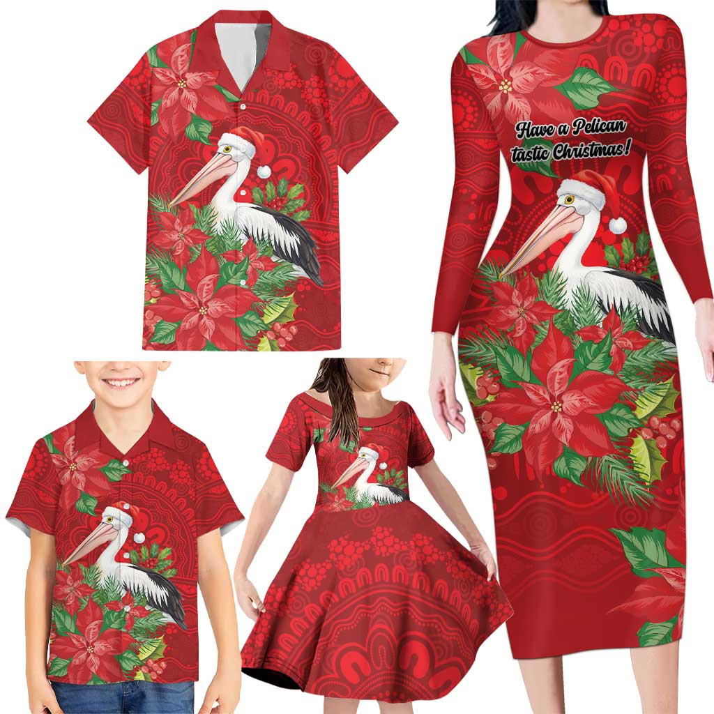Australian Pelican Family Matching Long Sleeve Bodycon Dress and Hawaiian Shirt Aboriginal Inspired Christmas - Aussie Hoodie