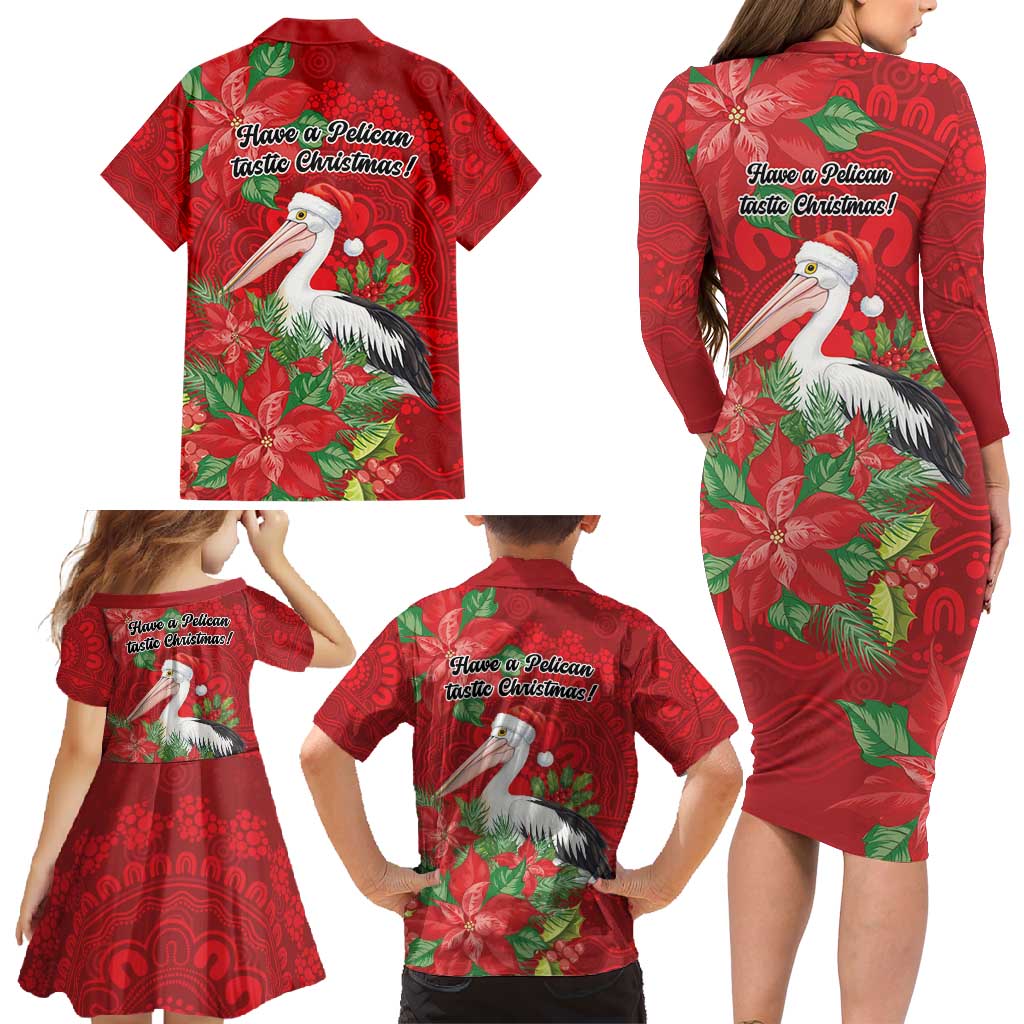 Australian Pelican Family Matching Long Sleeve Bodycon Dress and Hawaiian Shirt Aboriginal Inspired Christmas - Aussie Hoodie