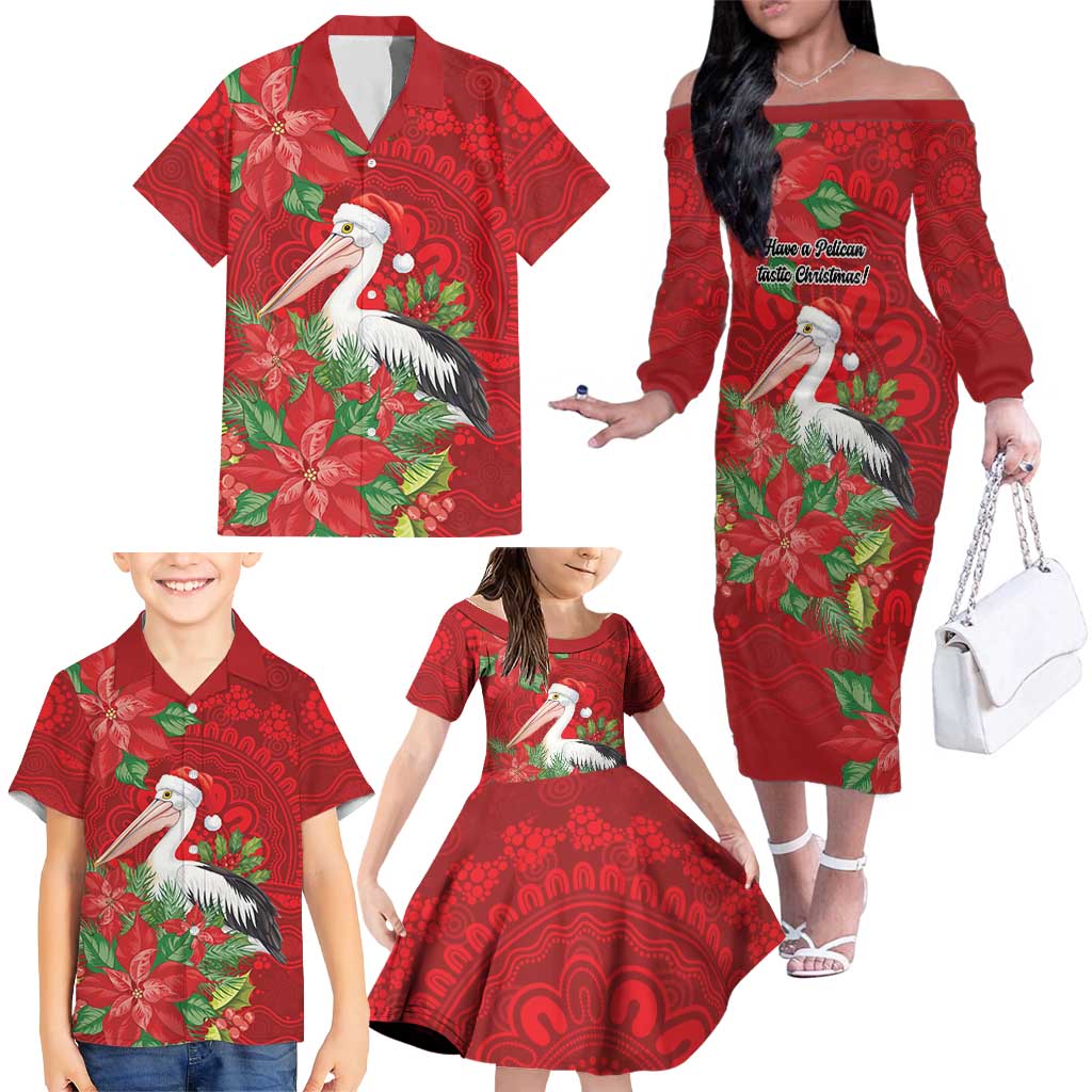 Australian Pelican Family Matching Off The Shoulder Long Sleeve Dress and Hawaiian Shirt Aboriginal Inspired Christmas - Aussie Hoodie