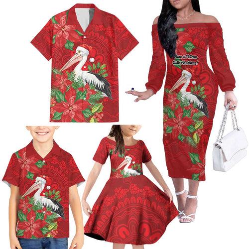 Australian Pelican Family Matching Off The Shoulder Long Sleeve Dress and Hawaiian Shirt Aboriginal Inspired Christmas - Aussie Hoodie