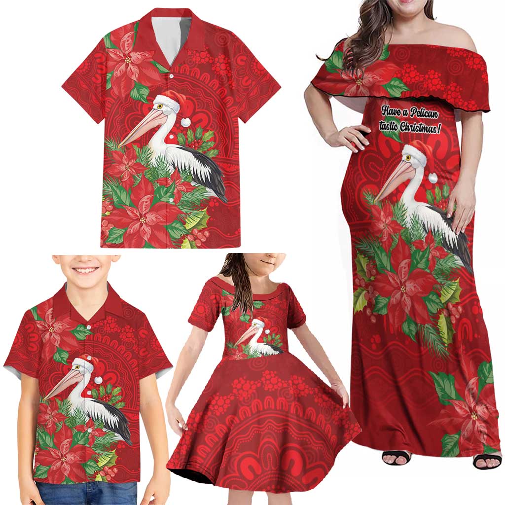 Australian Pelican Family Matching Off Shoulder Maxi Dress and Hawaiian Shirt Aboriginal Inspired Christmas - Aussie Hoodie