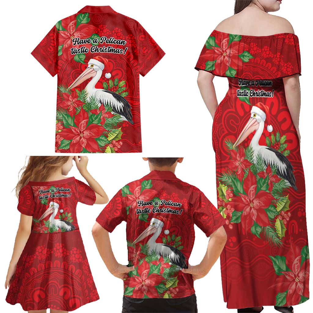 Australian Pelican Family Matching Off Shoulder Maxi Dress and Hawaiian Shirt Aboriginal Inspired Christmas - Aussie Hoodie