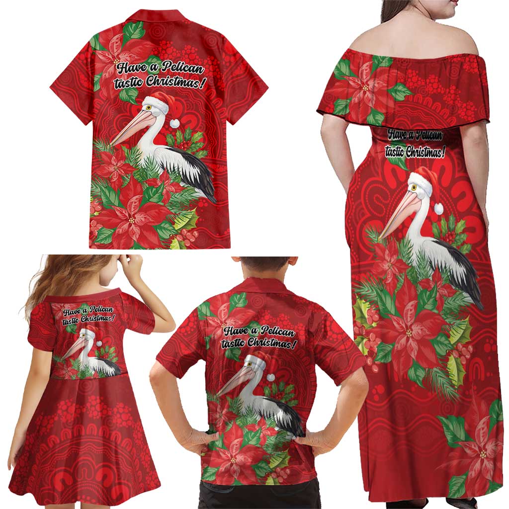 Australian Pelican Family Matching Off Shoulder Maxi Dress and Hawaiian Shirt Aboriginal Inspired Christmas - Aussie Hoodie
