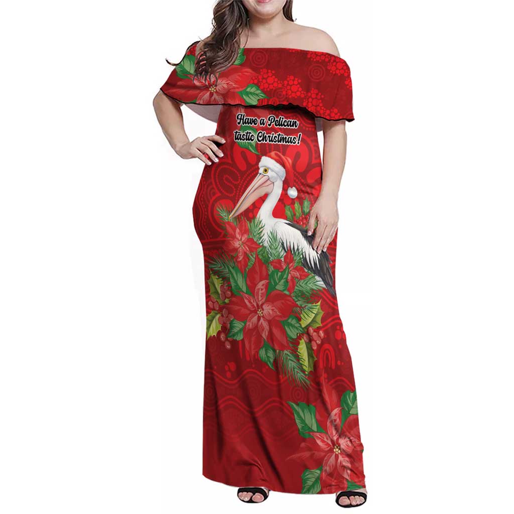 Australian Pelican Family Matching Off Shoulder Maxi Dress and Hawaiian Shirt Aboriginal Inspired Christmas - Aussie Hoodie