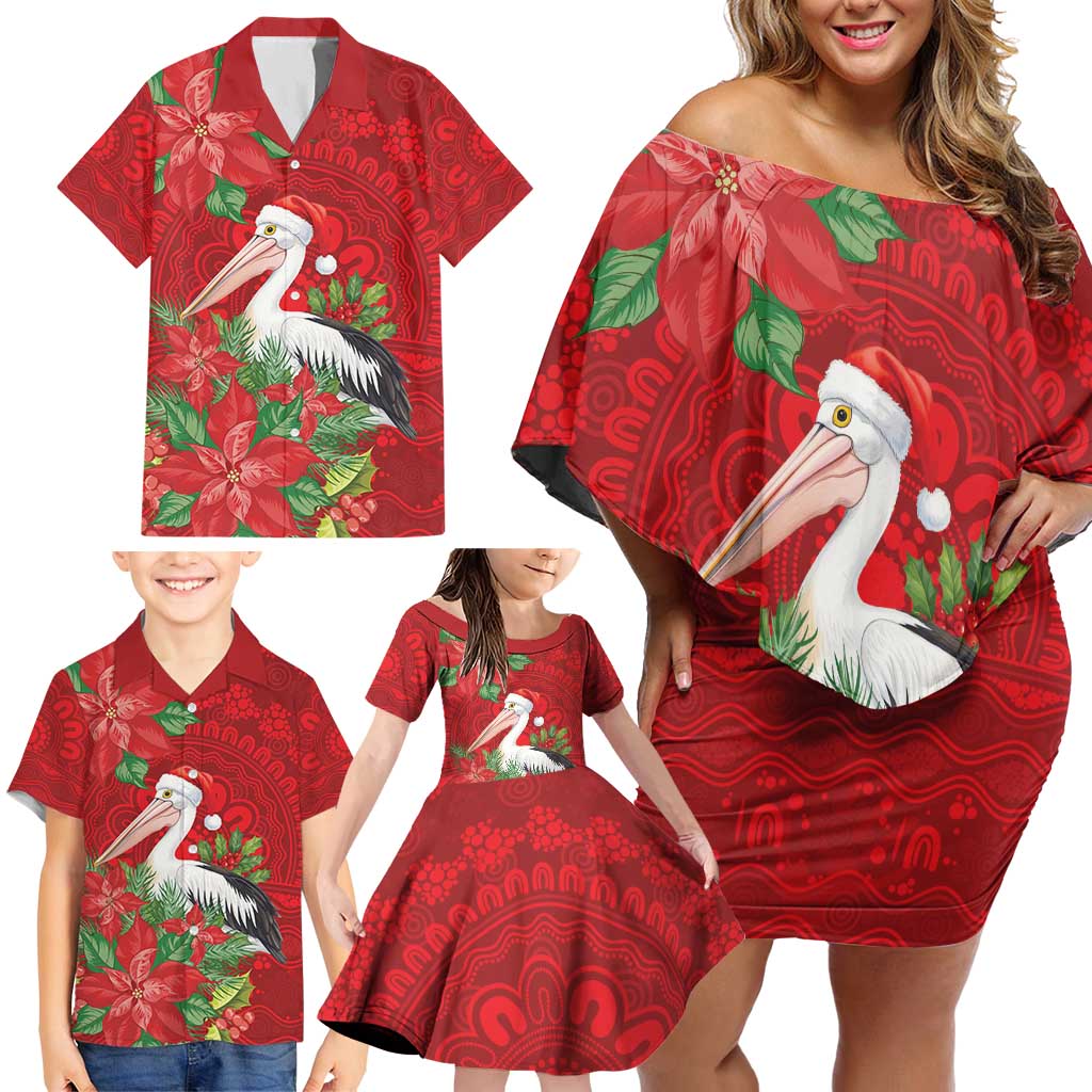 Australian Pelican Family Matching Off Shoulder Short Dress and Hawaiian Shirt Aboriginal Inspired Christmas - Aussie Hoodie