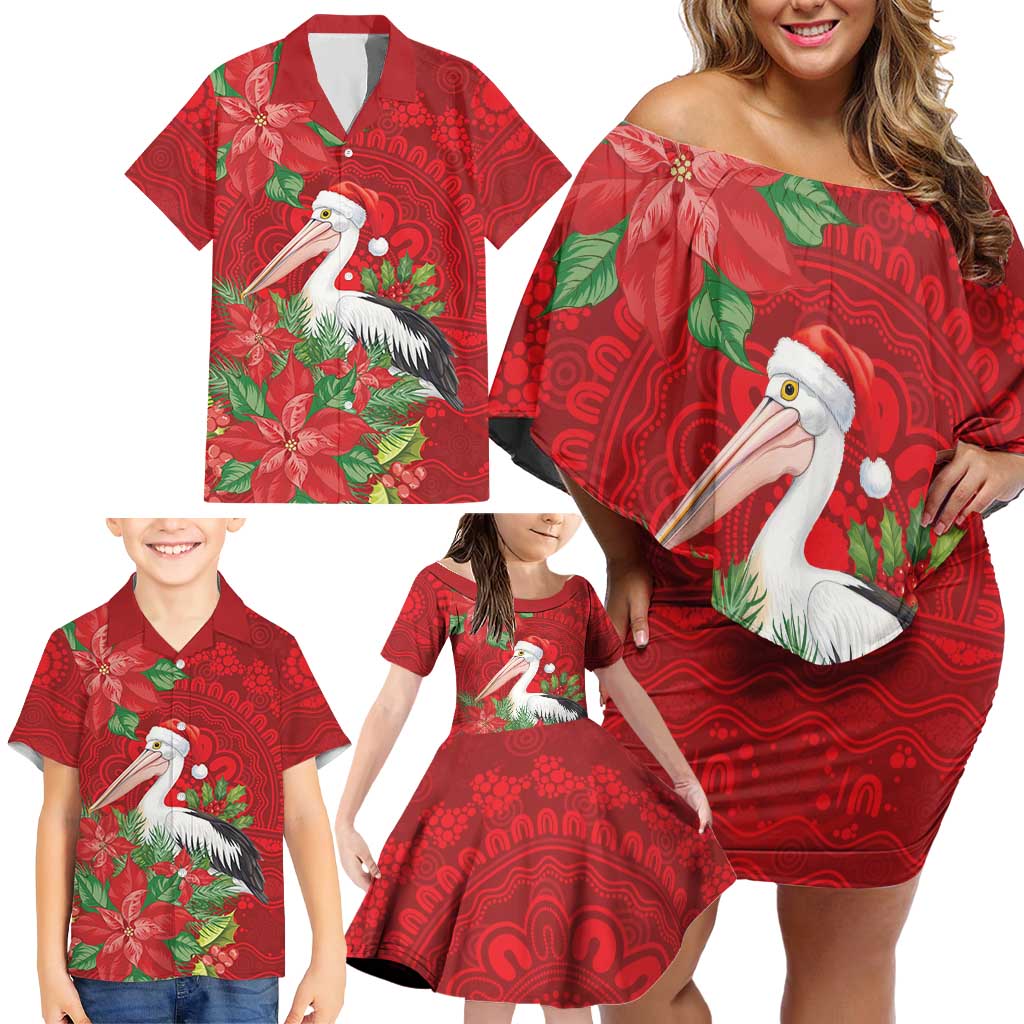 Australian Pelican Family Matching Off Shoulder Short Dress and Hawaiian Shirt Aboriginal Inspired Christmas - Aussie Hoodie