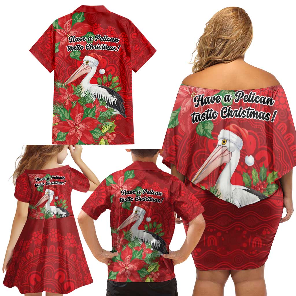 Australian Pelican Family Matching Off Shoulder Short Dress and Hawaiian Shirt Aboriginal Inspired Christmas - Aussie Hoodie