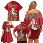 Australian Pelican Family Matching Off Shoulder Short Dress and Hawaiian Shirt Aboriginal Inspired Christmas - Aussie Hoodie