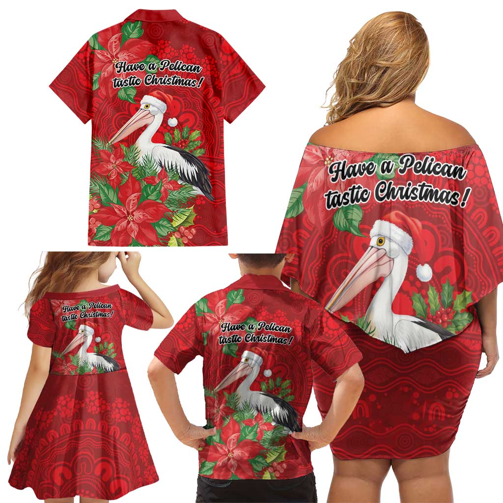Australian Pelican Family Matching Off Shoulder Short Dress and Hawaiian Shirt Aboriginal Inspired Christmas - Aussie Hoodie