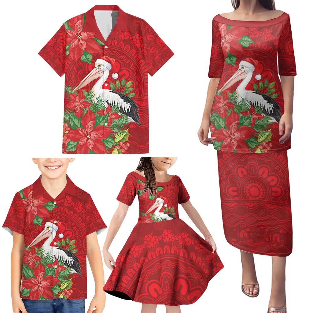 Australian Pelican Family Matching Puletasi and Hawaiian Shirt Aboriginal Inspired Christmas - Aussie Hoodie