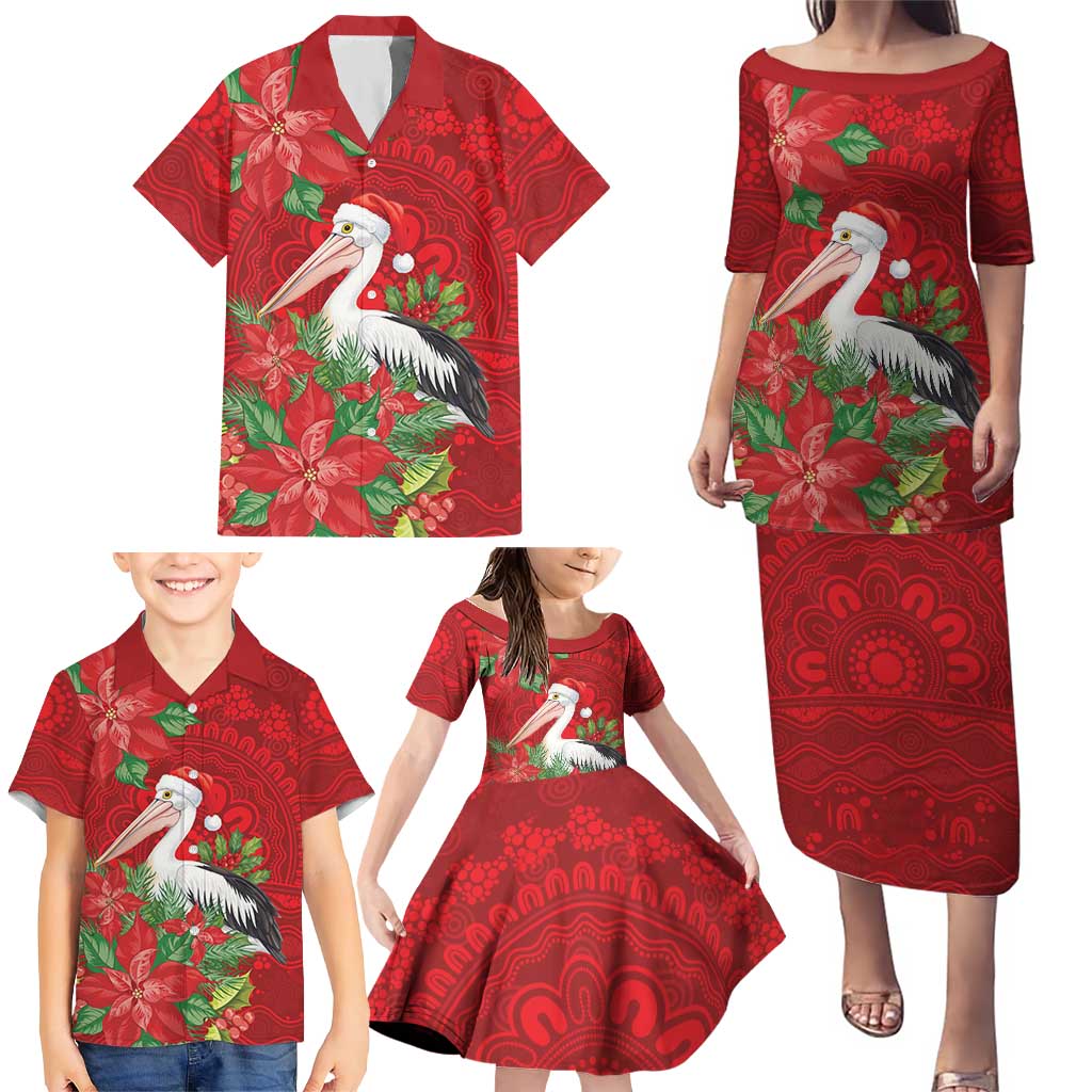 Australian Pelican Family Matching Puletasi and Hawaiian Shirt Aboriginal Inspired Christmas - Aussie Hoodie