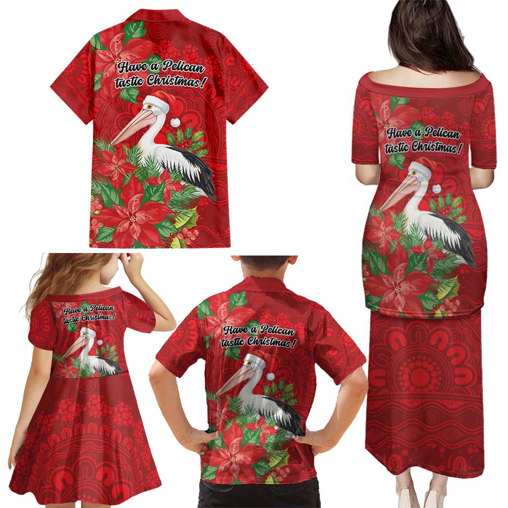Australian Pelican Family Matching Puletasi and Hawaiian Shirt Aboriginal Inspired Christmas - Aussie Hoodie