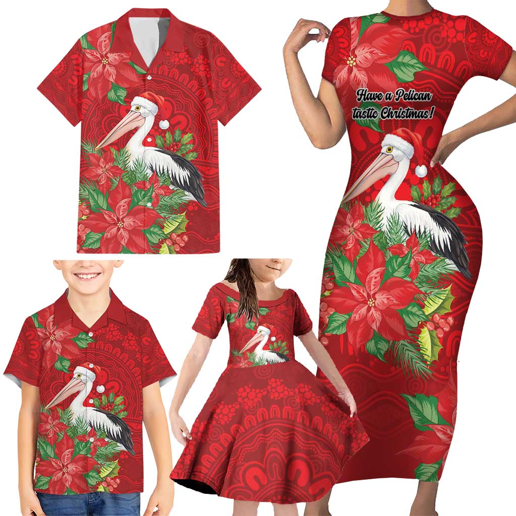 Australian Pelican Family Matching Short Sleeve Bodycon Dress and Hawaiian Shirt Aboriginal Inspired Christmas - Aussie Hoodie