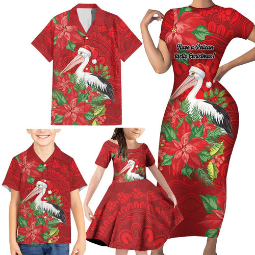 Australian Pelican Family Matching Short Sleeve Bodycon Dress and Hawaiian Shirt Aboriginal Inspired Christmas - Aussie Hoodie