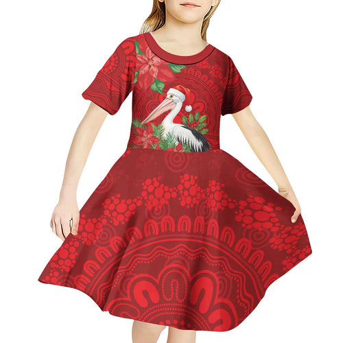 Australian Pelican Kid Short Sleeve Dress Aboriginal Inspired Christmas - Aussie Hoodie