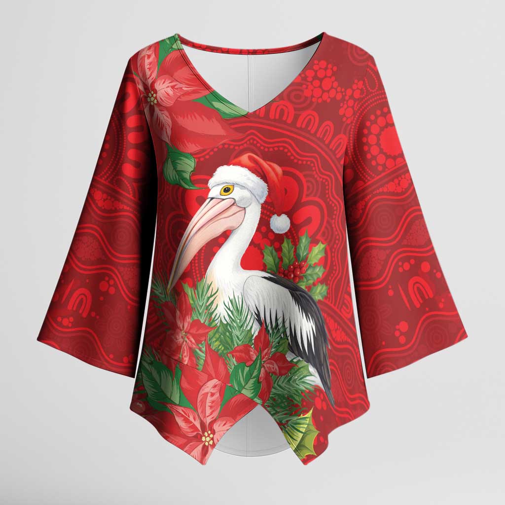 Australian Pelican Kimono Sleeve Blouse Aboriginal Inspired Christmas - Aussie Hoodie