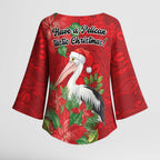 Australian Pelican Kimono Sleeve Blouse Aboriginal Inspired Christmas - Aussie Hoodie