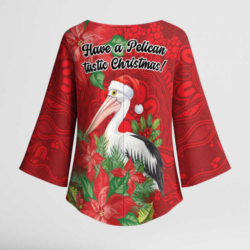 Australian Pelican Kimono Sleeve Blouse Aboriginal Inspired Christmas - Aussie Hoodie