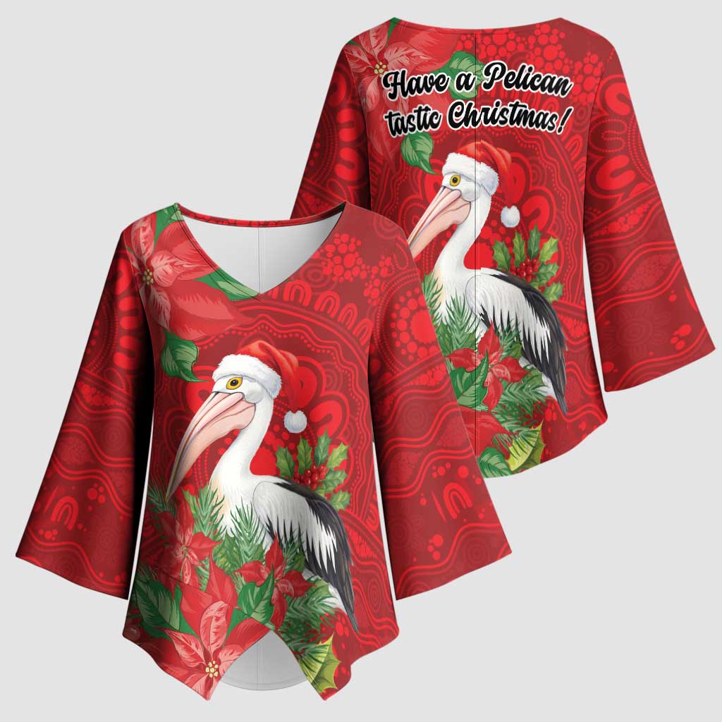 Australian Pelican Kimono Sleeve Blouse Aboriginal Inspired Christmas - Aussie Hoodie