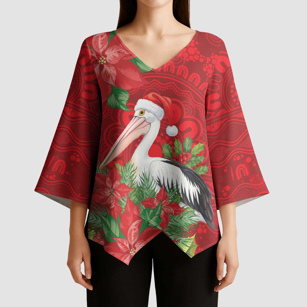 Australian Pelican Kimono Sleeve Blouse Aboriginal Inspired Christmas - Aussie Hoodie