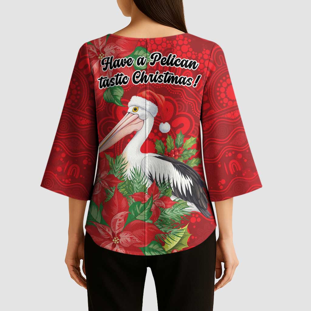 Australian Pelican Kimono Sleeve Blouse Aboriginal Inspired Christmas - Aussie Hoodie