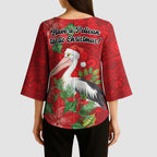 Australian Pelican Kimono Sleeve Blouse Aboriginal Inspired Christmas - Aussie Hoodie