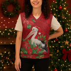 Australian Pelican Christmas Knitted V-Neck Vest Aboriginal Inspired Christmas - Aussie Hoodie