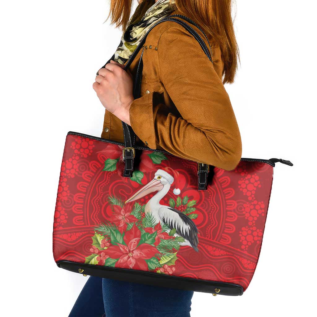 Australian Pelican Leather Tote Bag Aboriginal Inspired Christmas - Aussie Hoodie