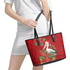 Australian Pelican Leather Tote Bag Aboriginal Inspired Christmas - Aussie Hoodie