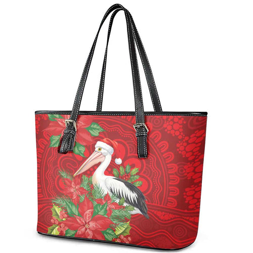 Australian Pelican Leather Tote Bag Aboriginal Inspired Christmas - Aussie Hoodie