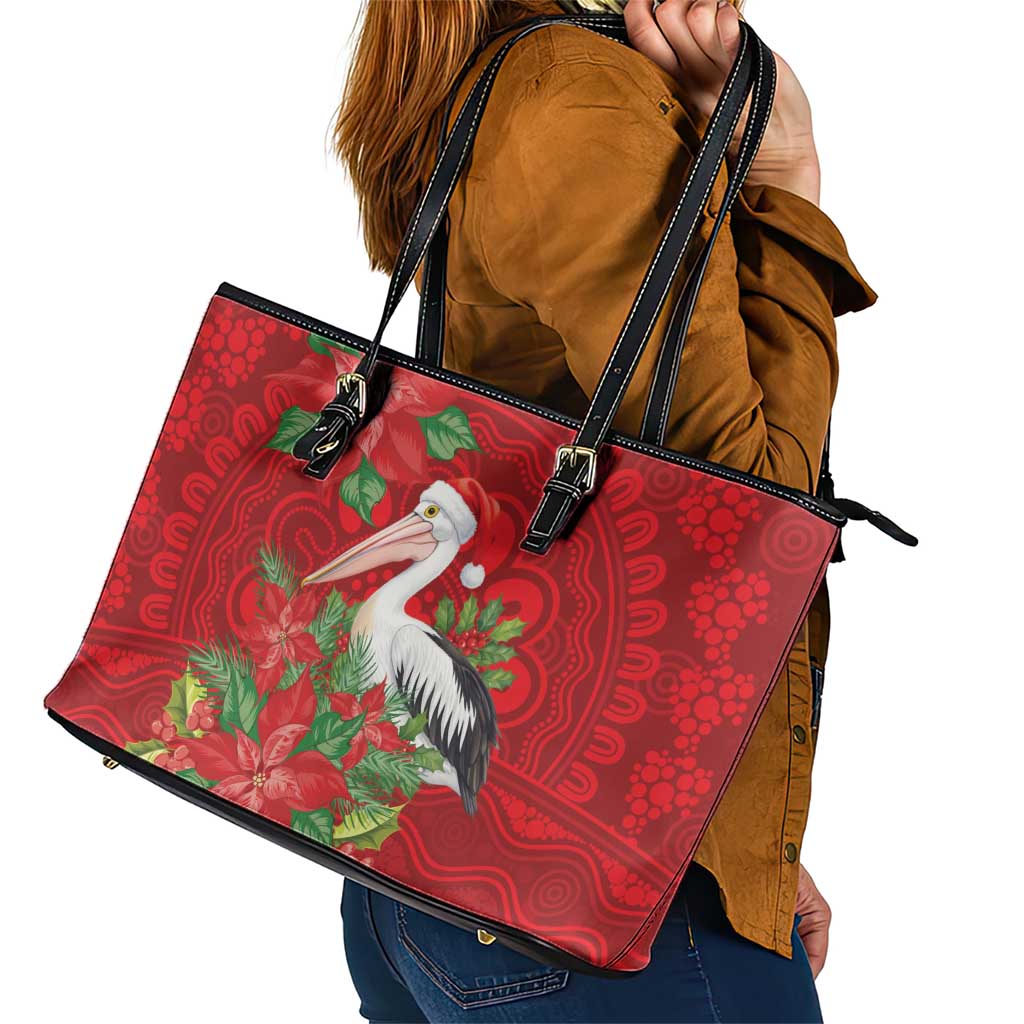 Australian Pelican Leather Tote Bag Aboriginal Inspired Christmas - Aussie Hoodie