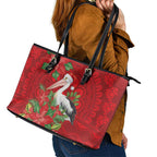 Australian Pelican Leather Tote Bag Aboriginal Inspired Christmas - Aussie Hoodie