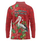 Australian Pelican Long Sleeve Polo Shirt Aboriginal Inspired Christmas - Aussie Hoodie