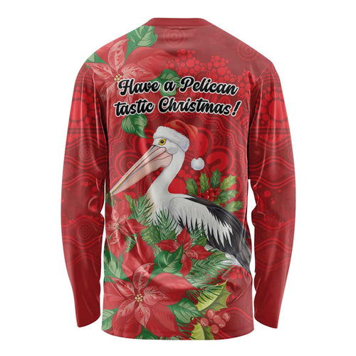Australian Pelican Long Sleeve Shirt Aboriginal Inspired Christmas - Aussie Hoodie