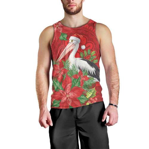 Australian Pelican Men Tank Top Aboriginal Inspired Christmas - Aussie Hoodie
