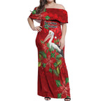 Australian Pelican Off Shoulder Maxi Dress Aboriginal Inspired Christmas - Aussie Hoodie