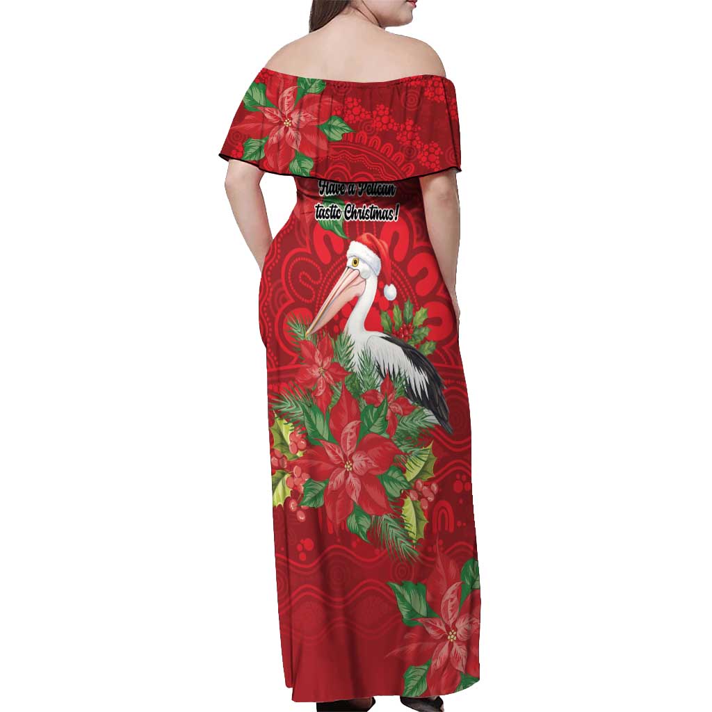 Australian Pelican Off Shoulder Maxi Dress Aboriginal Inspired Christmas - Aussie Hoodie