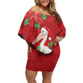 Australian Pelican Off Shoulder Short Dress Aboriginal Inspired Christmas - Aussie Hoodie