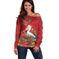 Australian Pelican Off Shoulder Sweater Aboriginal Inspired Christmas - Aussie Hoodie