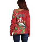 Australian Pelican Off Shoulder Sweater Aboriginal Inspired Christmas - Aussie Hoodie