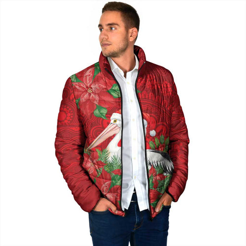Australian Pelican Padded Jacket Aboriginal Inspired Christmas - Aussie Hoodie