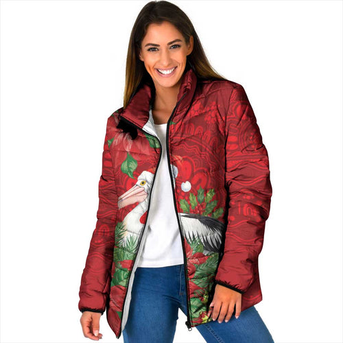 Australian Pelican Padded Jacket Aboriginal Inspired Christmas - Aussie Hoodie