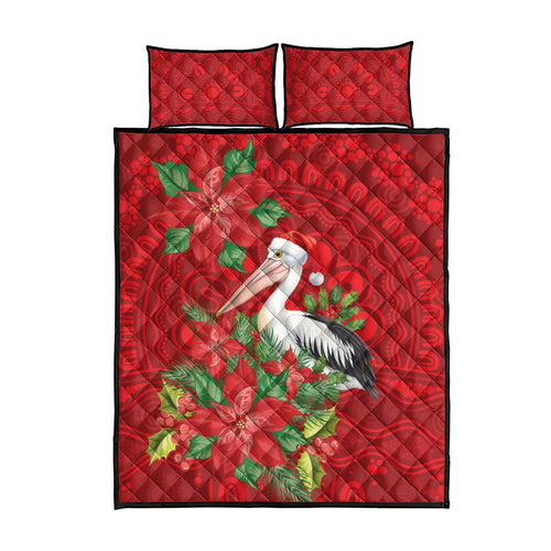 Australian Pelican Quilt Bed Set Aboriginal Inspired Christmas - Aussie Hoodie
