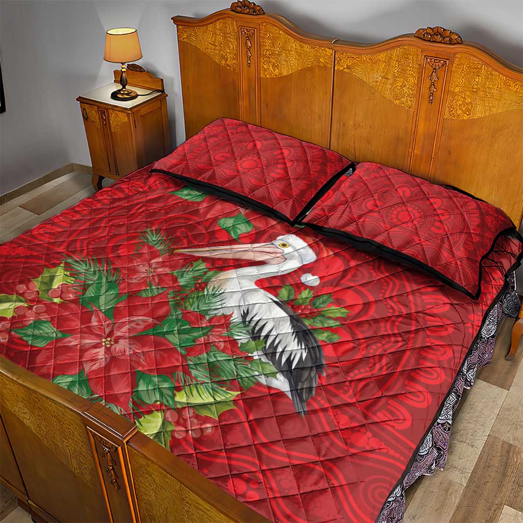 Australian Pelican Quilt Bed Set Aboriginal Inspired Christmas - Aussie Hoodie
