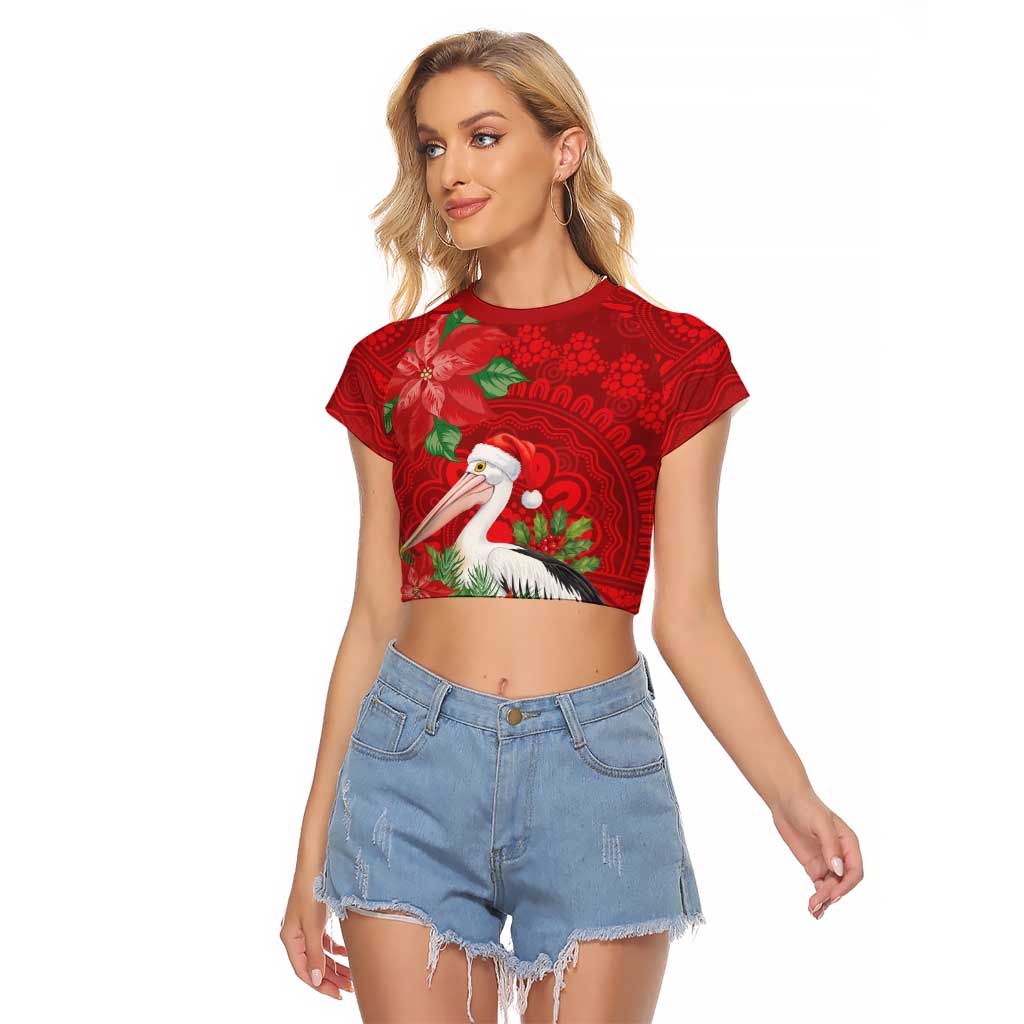 Australian Pelican Raglan Cropped T Shirt Aboriginal Inspired Christmas - Aussie Hoodie